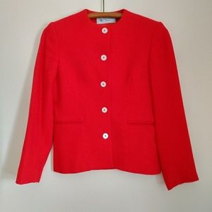 Evan-Picone Petites Brilliant Red Wool Blazer